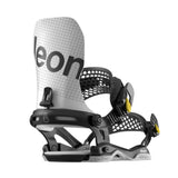 Bataleon Blaster Asymwrap Snowboard Bindings 2025 - A pair of black snowboard bindings with a grid pattern on the straps and yellow buckles.
