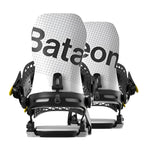 Bataleon Blaster Asymwrap Snowboard Bindings 2025 - A pair of black bindings with yellow buckles and a grid pattern on the straps.