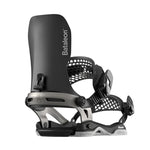 Bataleon Blaster Asymwrap Snowboard Bindings - Black bindings with silver buckles and straps.