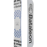 Bataleon Blow Snowboard 2025 - A white snowboard with blue dots and a logo in the center.