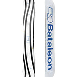 Bataleon Chaser Snowboard 2025 - White snowboard with black stripes and blue logo.