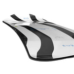 Bataleon Chaser Snowboard 2025 - A white snowboard with a black stripe down the middle and blue writing on top.