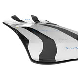 Bataleon Chaser Snowboard 2025 - A white snowboard with a black stripe down the middle and blue writing on top.