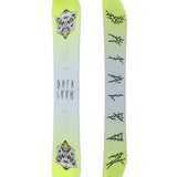 Bataleon Disaster Snowboard 2025 - A light blue snowboard with a white wolf's head graphic at top and bottom, featuring black branches in between.