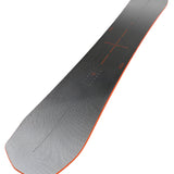 Bataleon Disaster + Snowboard 2025 - A black snowboard with a subtle white pattern and orange accents, viewed from above at an angle.