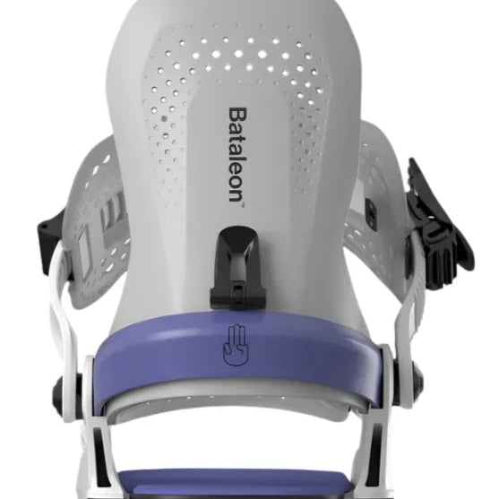 Bataleon Women's Donna HW Binding 2025 - A white snowboard binding with a black strap and a small logo on top.