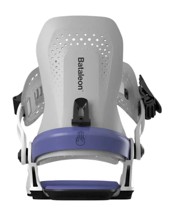 Bataleon Women's Donna HW Binding 2025 - A white snowboard binding with a black strap and a small logo on top.