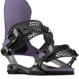 Bataleon Women's Etna VT Snowboard Binding - A purple snowboard binding with a distinctive pattern of holes on its strap and baseplate.