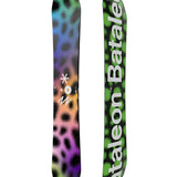 Bataleon Fun Kink Snowboard 2025 - A snowboard with a black base and green spots.