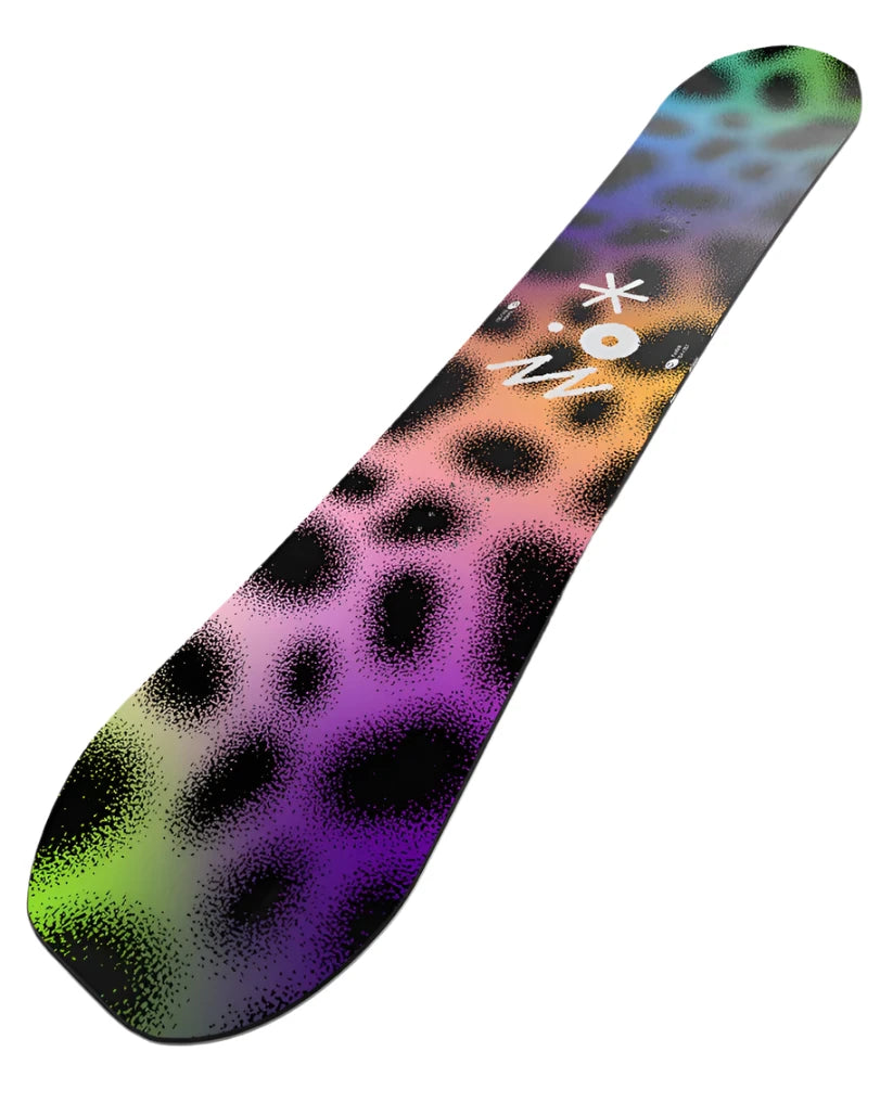 Bataleon Fun Kink Snowboard 2025 - A snowboard with a black base and white lettering that reads "Fun Kink" on top of it.