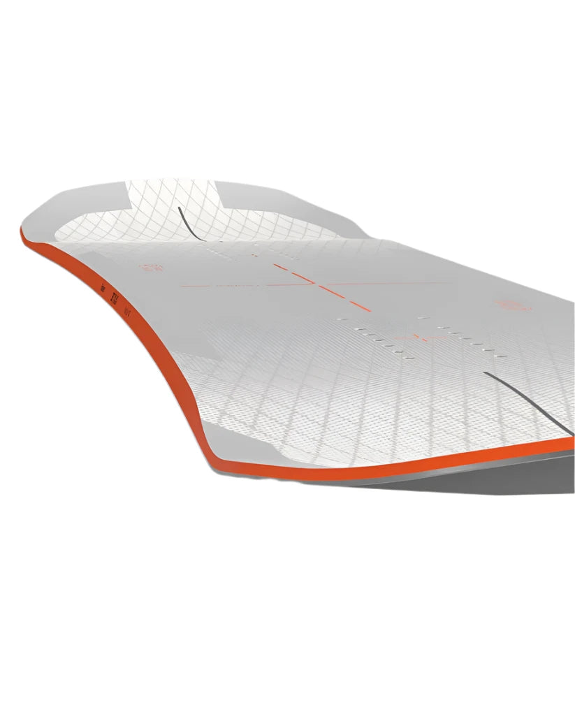 Bataleon Women's Push Up + Snowboard 2025 - White snowboard with a black stripe on top and a red logo near the tip.