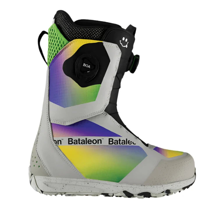 Bataleon Salsa Boa Snowboard Boot 2025 - A black snowboard boot with a green and purple gradient pattern on the side, featuring a BOA dial at the top.
