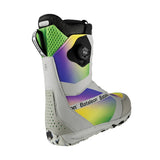 Bataleon Salsa Boa Snowboard Boot 2025 - A snowboard boot with a black BOA dial on top and a green, yellow, blue, and purple gradient pattern on the side.