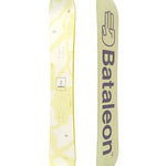 Bataleon Women's Spirit Snowboard 2025 - A white snowboard with a yellow abstract pattern and black text.