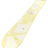 Bataleon Women's Spirit Snowboard 2025 - A white snowboard with a yellow abstract pattern and black lettering.