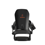 Bataleon Fly Snowboard Bindings 2025 - A pair of black snowboard bindings with a distinctive orange logo on top, featuring a hand icon and the brand name "Bataleon" in bold letters.