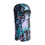 STORM SHADOW II BALACLAVA 2024 - A black balaclava with a white and grey pattern of abstract shapes resembling snowflakes or mountains.