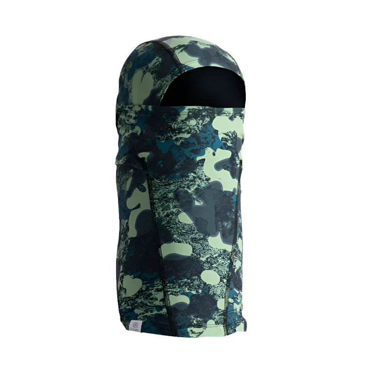 STORM SHADOW II BALACLAVA 2024 - A black balaclava with a white and grey camouflage pattern.