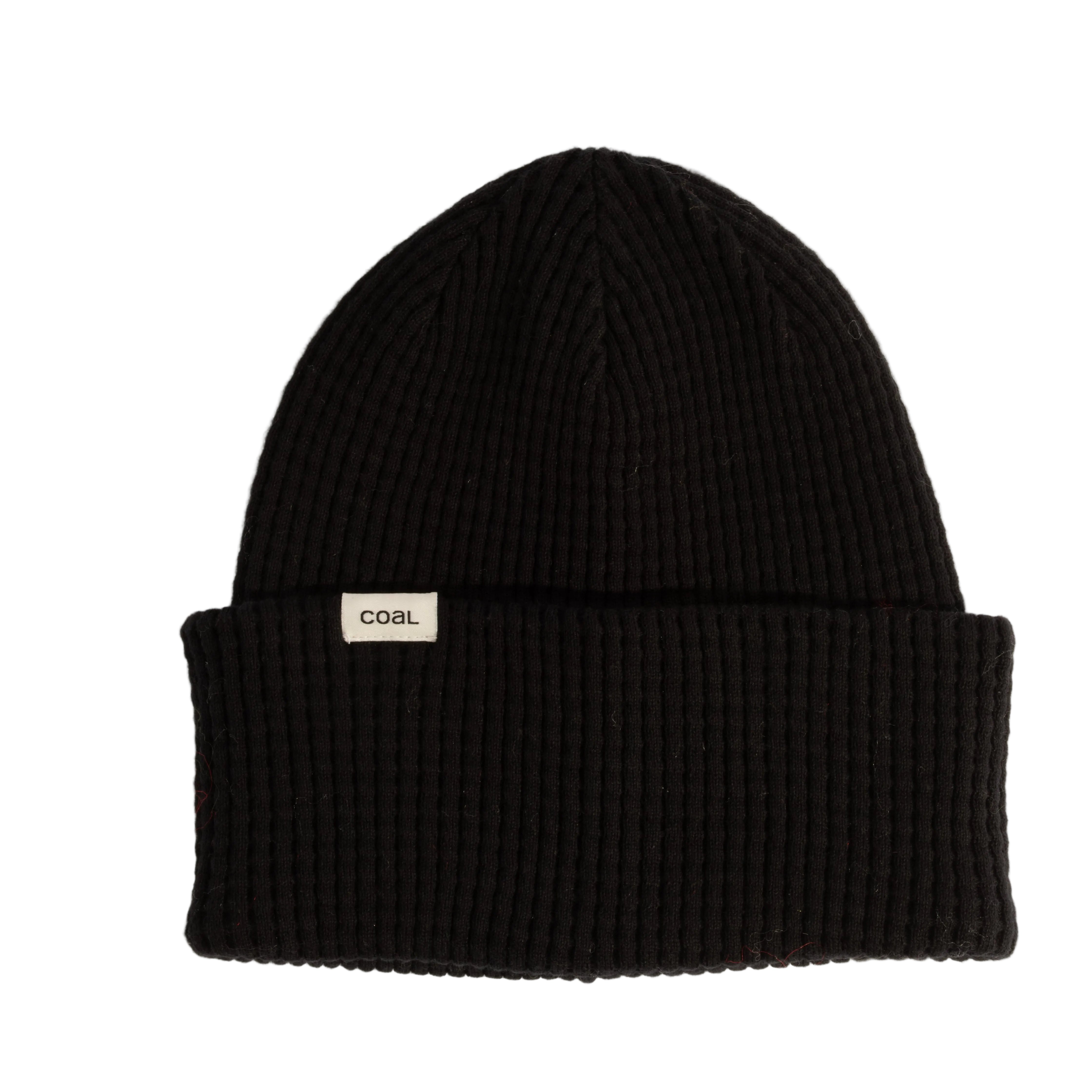 Black beanie with a Coal brand label on a light background