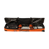 Union Wheeled Snowboard Bag - Black wheeled bag with black wheels, handle and zipper.