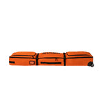 Union Wheeled Snowboard Bag - A large, rectangular bag with a black handle and wheels on one end, featuring a zippered opening at the top.