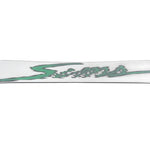Sims Bowl Squad Snowboard 2025 - A white snowboard with a green logo on top.