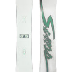 Sims Bowl Squad Snowboard 2025 - White snowboard with green logo on top and bottom of board.