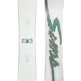 Sims Bowl Squad Snowboard 2025 - White snowboard with green logo on top and bottom of board.