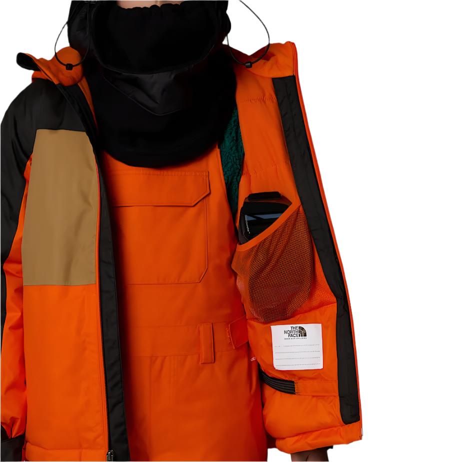 North Face Boys' Freedom Insulated Jacket - A black, orange, and tan jacket with a hood.