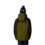 North Face Boys' Freedom Insulated Jacket - A dark green jacket with a white logo on the upper back, worn by a model facing away from the camera.
