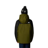 North Face Boys' Freedom Insulated Jacket - A dark green jacket with a white logo on the upper back, worn by a model facing away from the camera.