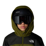 North Face Boys' Freedom Insulated Jacket 2025 - A dark green and black jacket with a white logo on the left chest.