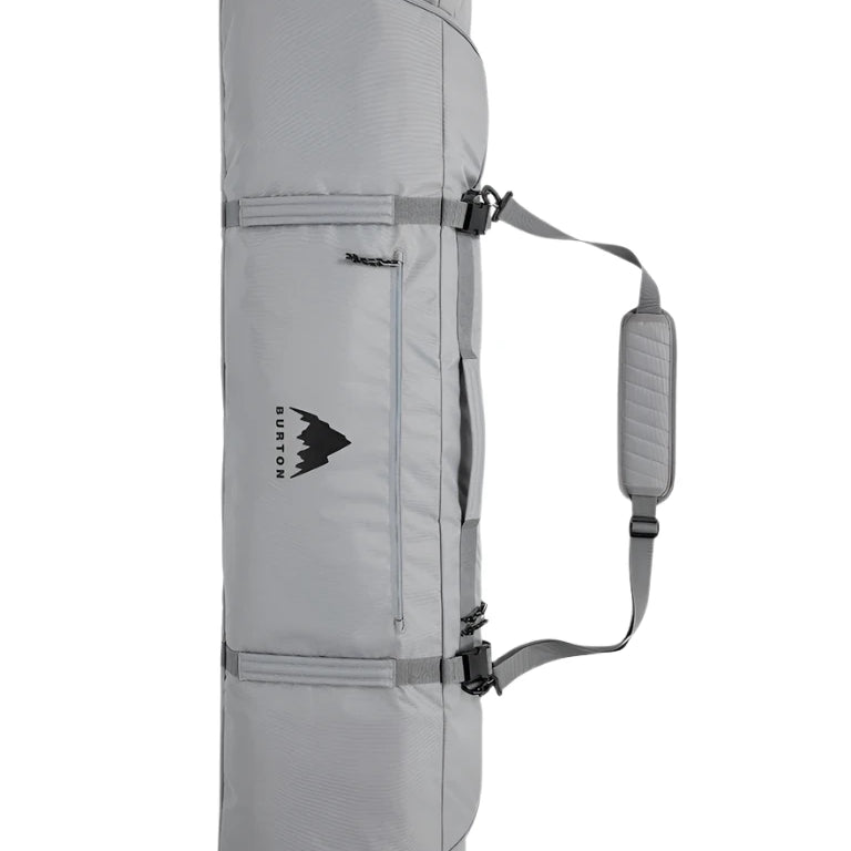 Burton Gig Snowboard Bag - A large, gray snowboard bag with a zippered top and two side pockets.