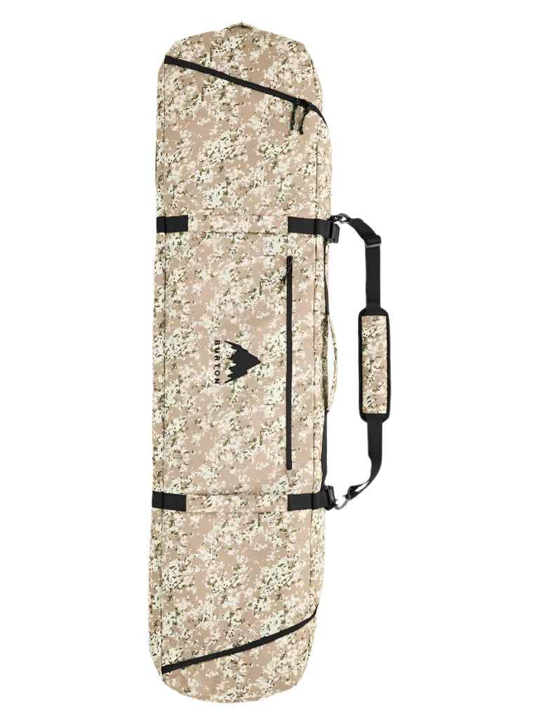 Burton Gig Snowboard Bag - A tan snowboard bag with a black strap handle and zippered pocket on front.
