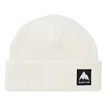 Burton Recycled VT Beanie 2025 - A cream-colored beanie with a small black and white logo on the front featuring a mountain design.