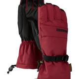 Burton Women's Profile Glove 2025 - A pair of gloves with a black palm and red cuffs, featuring a small yellow logo on the cuff.