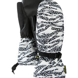 Burton Women's Profile Mittens 2025 - A pair of black and white mittens with a snowflake pattern on the back, featuring a strap closure at the wrist.