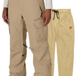 Men's tan cargo pants with zip-off shorts, belt loops, and cargo pockets