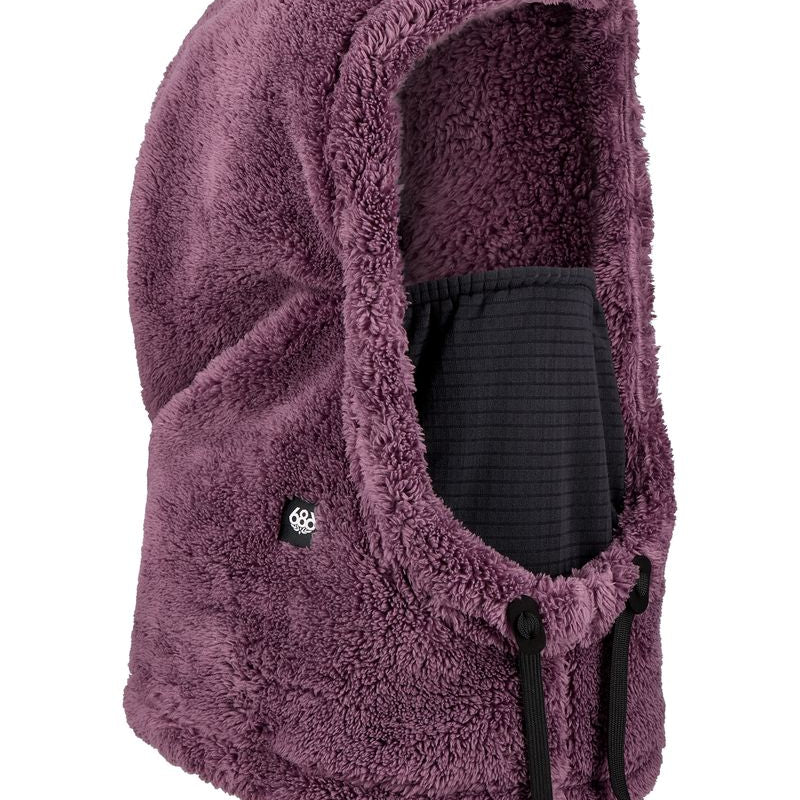 BLK PLUM sherpa hooded jacket with front pocket and drawstring hem