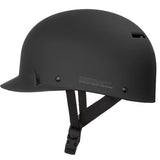 Sandbox Classic 2.0 - A matte black helmet with a small vent on top right side and adjustable straps at back.