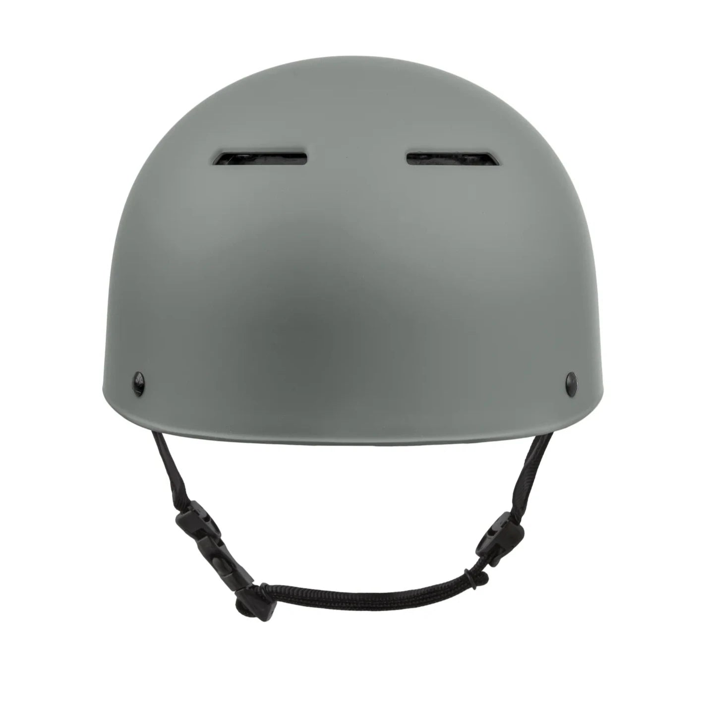 Sandbox Classic 2.0 Brain Bucket Helmet 2025 - A gray helmet with a black chin strap and two small vents on top.