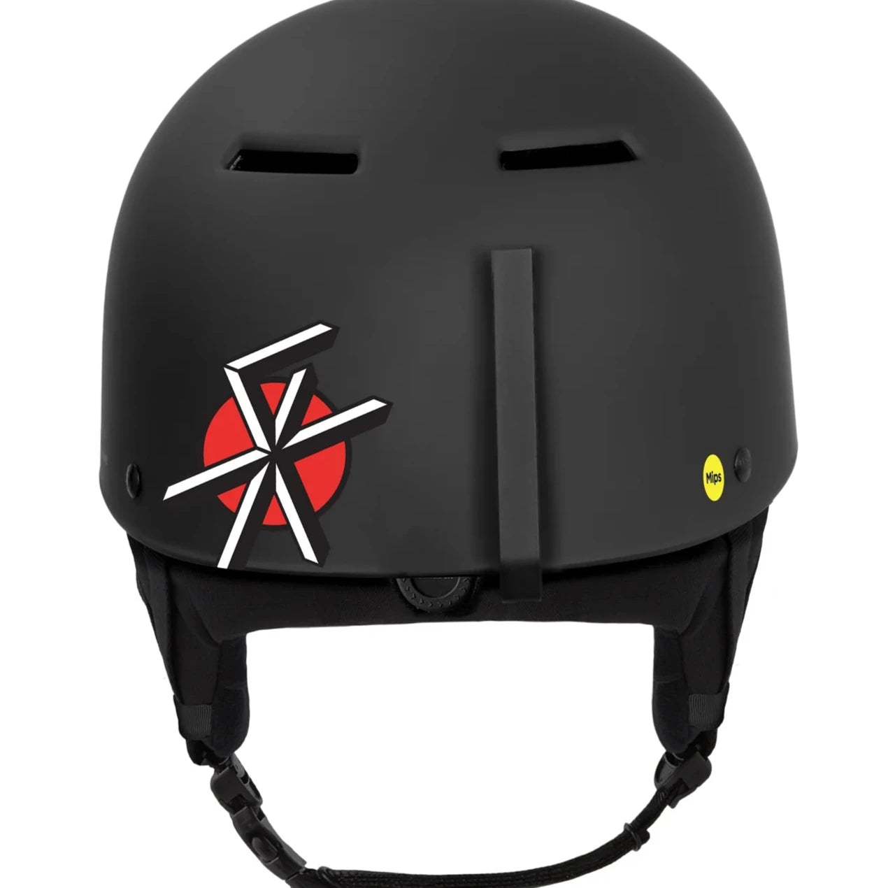 Sandbox Classic 2.0 MIPS Helmet 2025 - A black helmet with a red logo on the side featuring white lines and a starburst design.