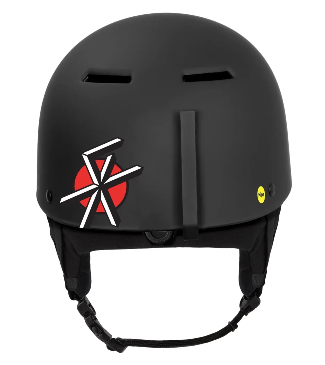 Sandbox Classic 2.0 MIPS Helmet 2025 - A black helmet with a red logo on the side featuring white lines and a starburst design.