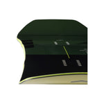 Arbor Coda Camber Snowboard 2025 - A black snowboard with a yellow stripe along its edge.