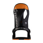 Arbor Cypress Snowboard Binding 2025 - A black snowboard binding with a white logo featuring an arched tree silhouette on the right side of the baseplate.