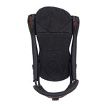 Arbor Cypress Snowboard Binding 2025 - A black snowboard binding with a textured top surface and orange accents on the side straps.