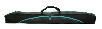 Destiny Double Padded Ski Bag 2023 - A black bag with a zippered top and two handles, featuring a subtle pattern of diagonal stripes in dark gray.