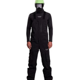 Whitespace 2L Cargo Insulated Bib Pants 2024 - Black bib pants with cargo pockets on each thigh and a zippered fly.