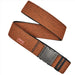 An orange belt with a textured pattern, featuring a black buckle. The belt has a small leather patch near the buckle with the brand name "ARCADE." It is arranged neatly with the buckle prominently displayed.