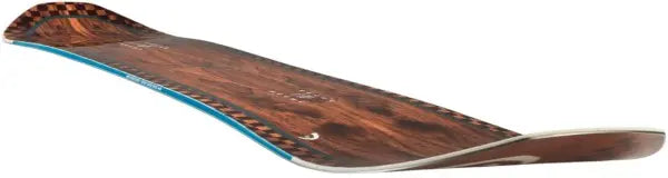 Head Gamechanger Snowboard 2025 - A brown snowboard with a blue stripe along its edge, featuring a white logo on top.